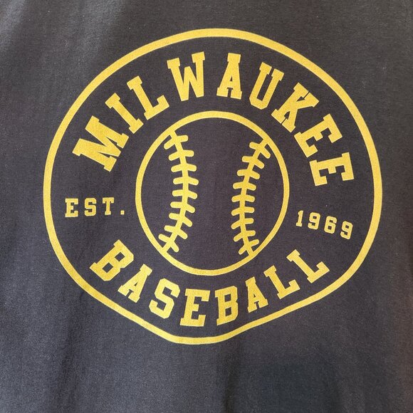 NWOT -- Milwaukee Brewers Seventh Inning Stretch Gameday Navy T-shirt / LG - Picture 3 of 7